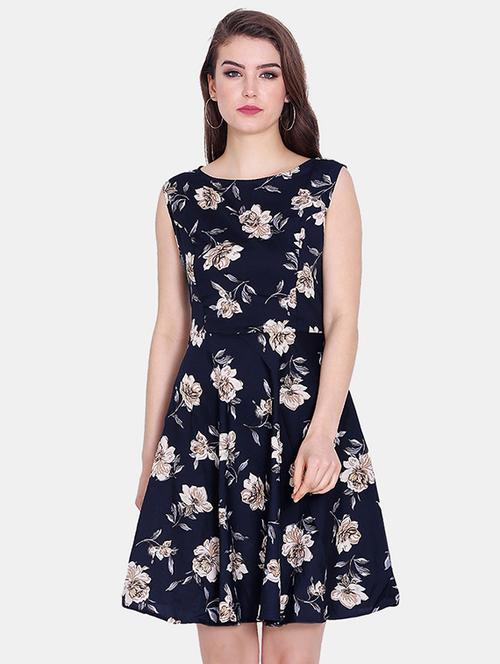 round neck floral a line dress - 16309262 - Very Small Image - 1