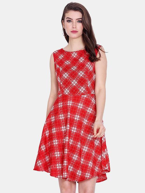 round neck plaid a line dress - 16309263 - Very Small Image - 1