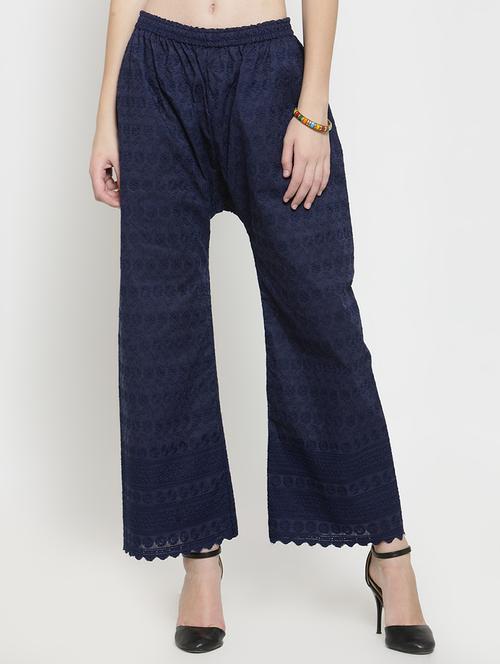 embroidered solid palazzo - 16309499 - Very Small Image - 1