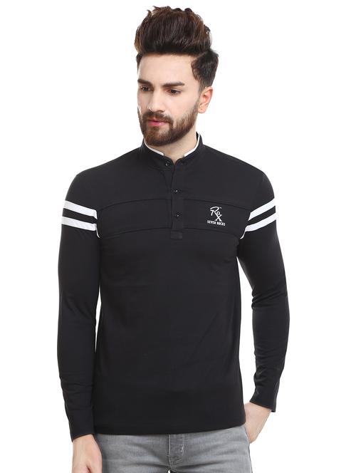 black solid collared tshirt - 16309613 - Very Small Image - 1