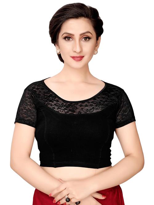 net yoke solid blouse - 16310157 - Very Small Image - 1