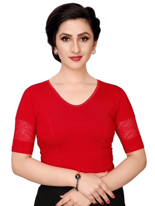 net sleeves solid blouse - 16310179 - Very Small Image - 1