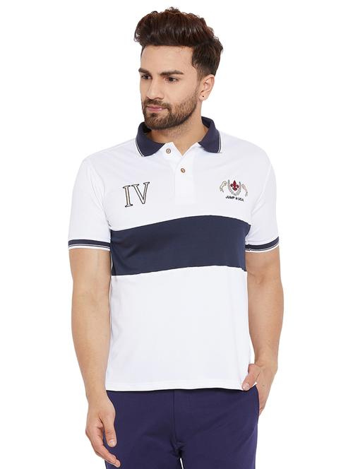 white chest printed polo t-shirt - 16310313 - Very Small Image - 1