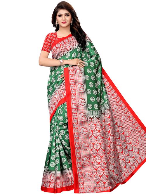contrast border bhagalpuri saree with blouse - 16310366 - Very Small Image - 1