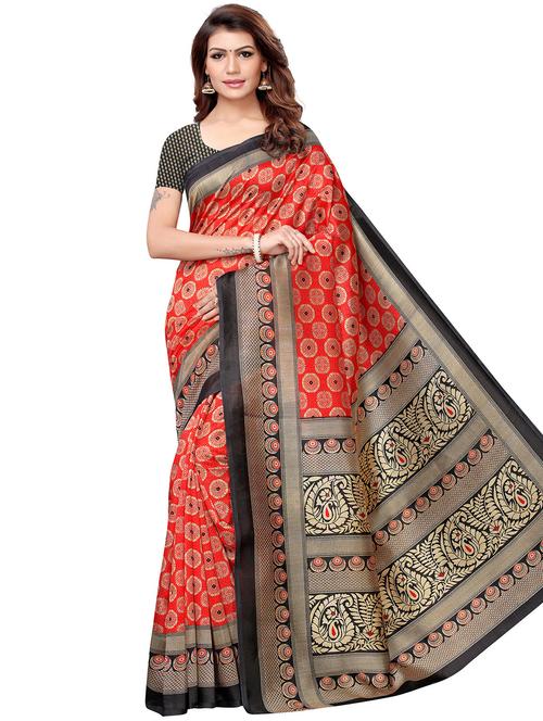 contrast border bhagalpuri saree with blouse - 16310374 - Very Small Image - 1