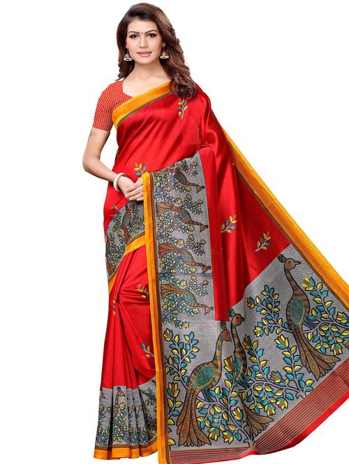kalamkari printed bhagalpuri saree with blouse - 16310377 - Very Small Image - 1