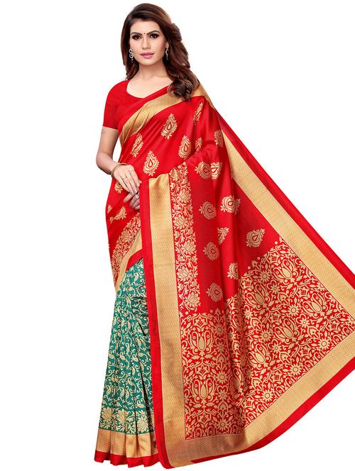 half & half bhagalpuri saree with blouse - 16310393 - Very Small Image - 1