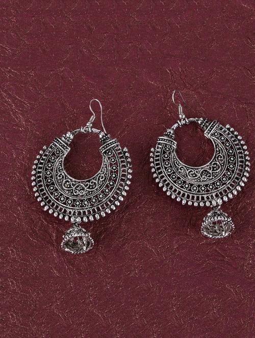 silver brass jhumka earring - 16310559 - Very Small Image - 1
