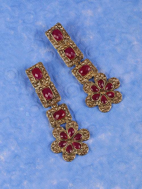 red brass drop earring - 16310568 - Very Small Image - 1