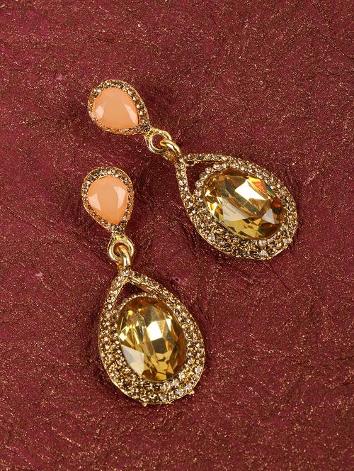 gold brass drop earring - 16310588 - Very Small Image - 1