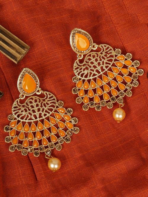 orange brass earring - 16310605 - Very Small Image - 1