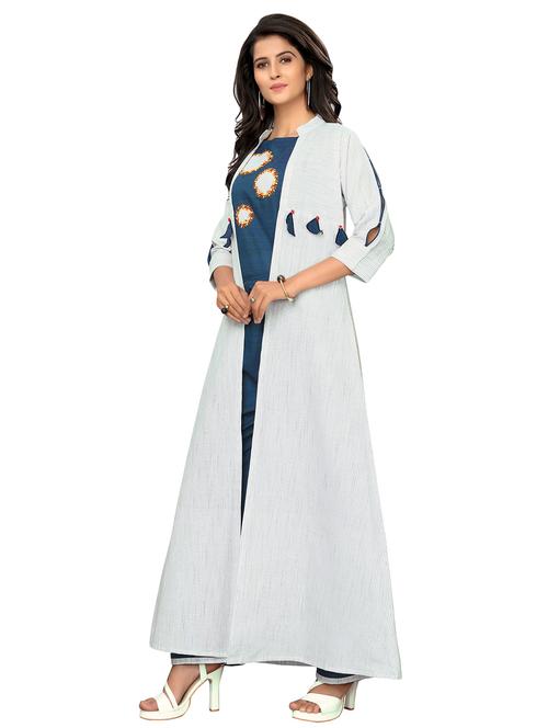 embroidered top palazzo fusion set - 16311195 - Very Small Image - 1