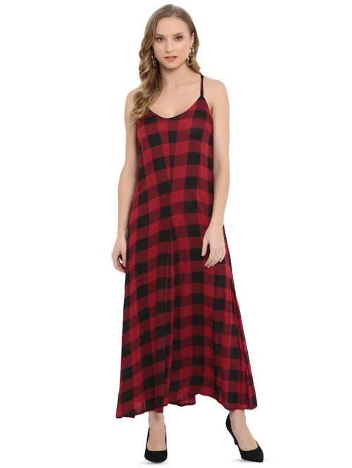 cami neck checkered maxi dress - 16311644 - Very Small Image - 1