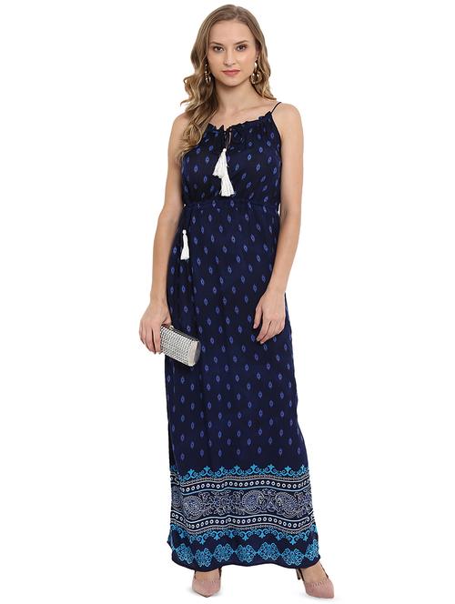 tie knot detail printed maxi dress - 16311650 - Very Small Image - 1