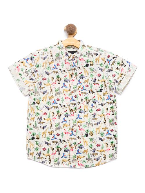 turn-up sleeved quirky print shirt - 16311722 - Very Small Image - 1