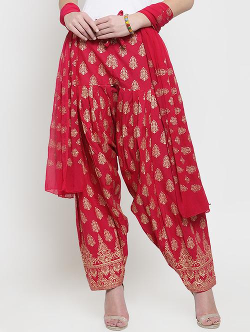 foil printed dupatta bottom set - 16311889 - Very Small Image - 1