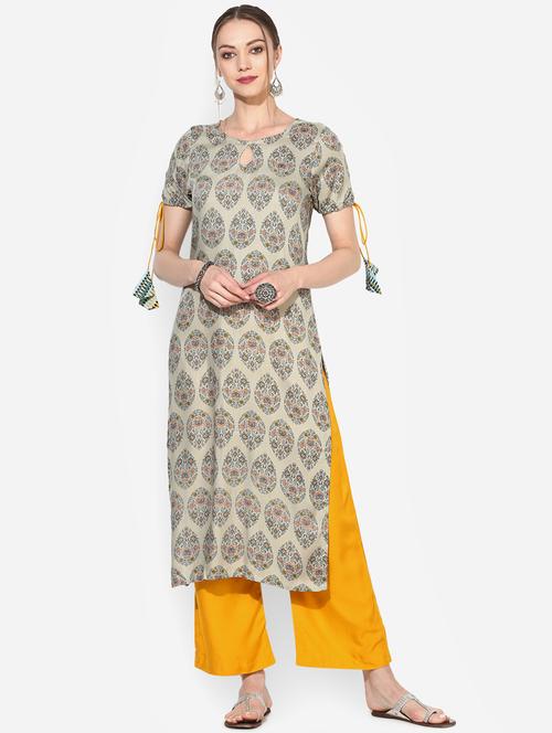 floral printed kurta palazzo set - 16312077 - Very Small Image - 1