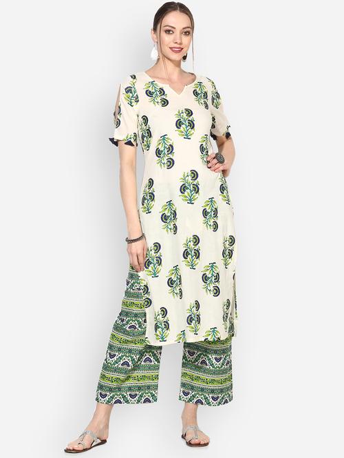 floral printed kurta palazzo set - 16312078 - Very Small Image - 1