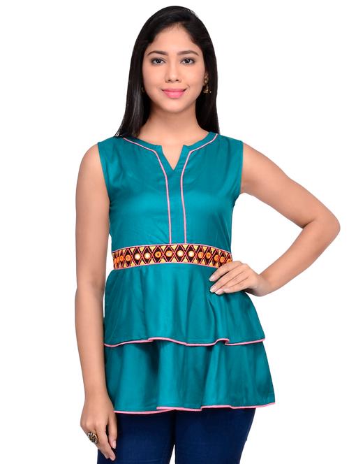 notch neck layered top - 16312113 - Very Small Image - 1