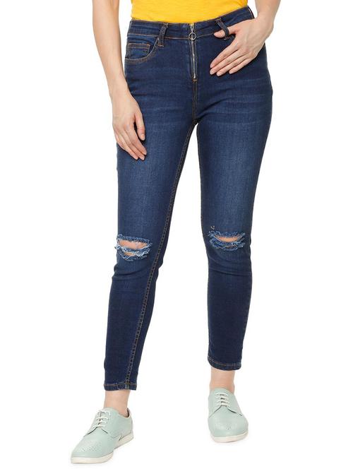 stone washed knee slit jeans - 16312139 - Very Small Image - 1