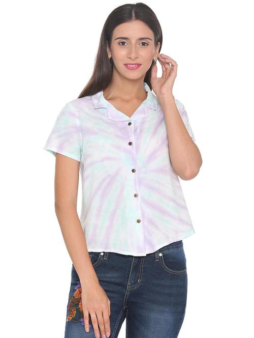 lapel neck tied and dyed shirt - 16312219 - Very Small Image - 1