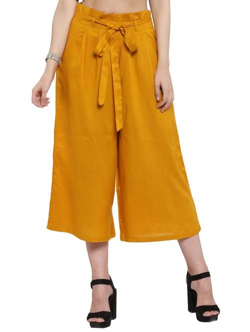 pleat detail tie front solid culottes - 16312356 - Very Small Image - 1