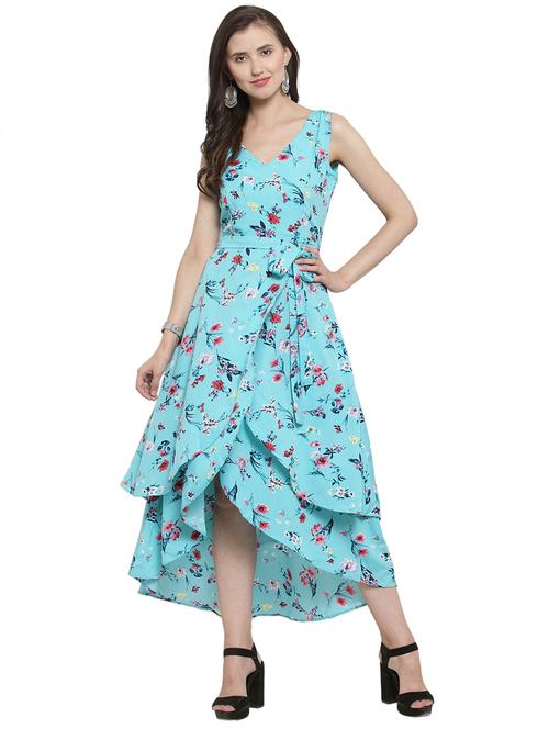 tie front asymmetric maxi dress - 16312369 - Very Small Image - 1