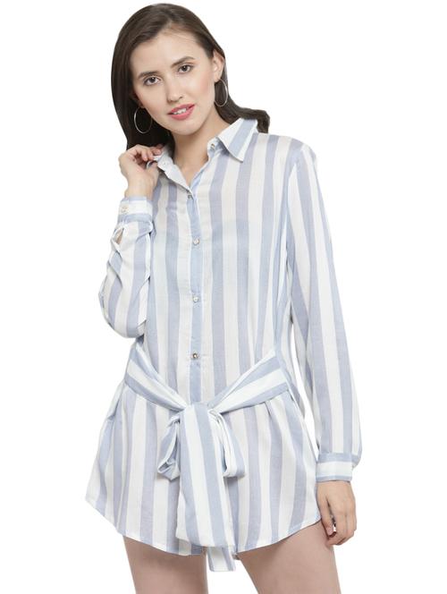 tie front striped shirt dress - 16312380 - Very Small Image - 1
