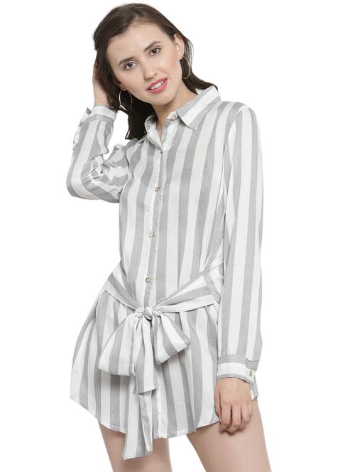 tie front striped shirt dress - 16312381 - Very Small Image - 1