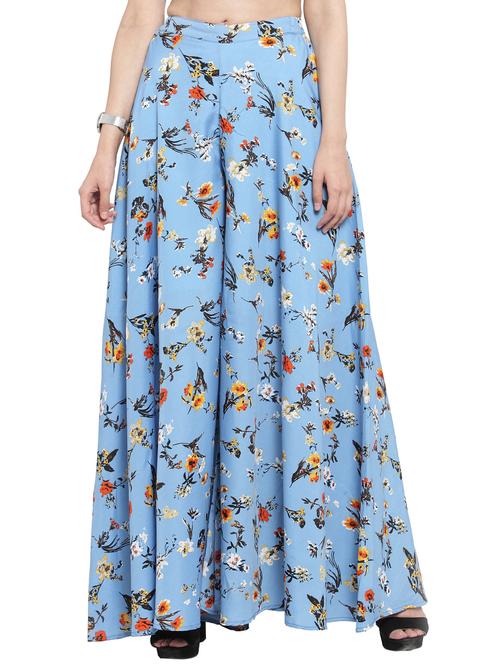 high rise floral flared palazzo - 16312384 - Very Small Image - 1