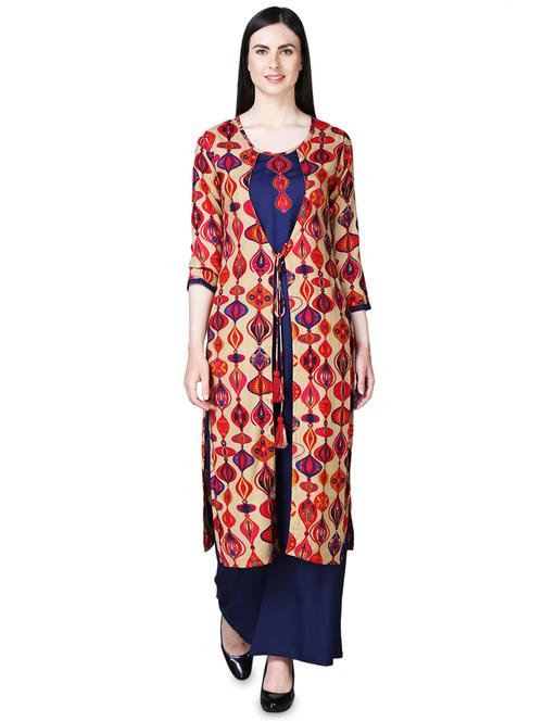 printed layered kurta - 16312822 - Very Small Image - 1