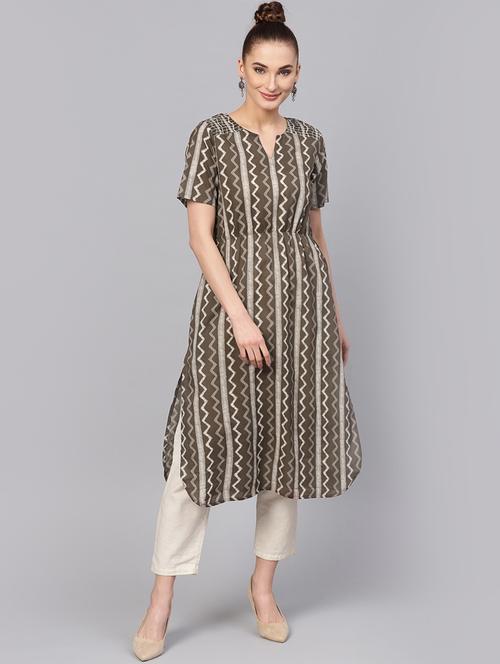 chevron straight kurta - 16313942 - Very Small Image - 1