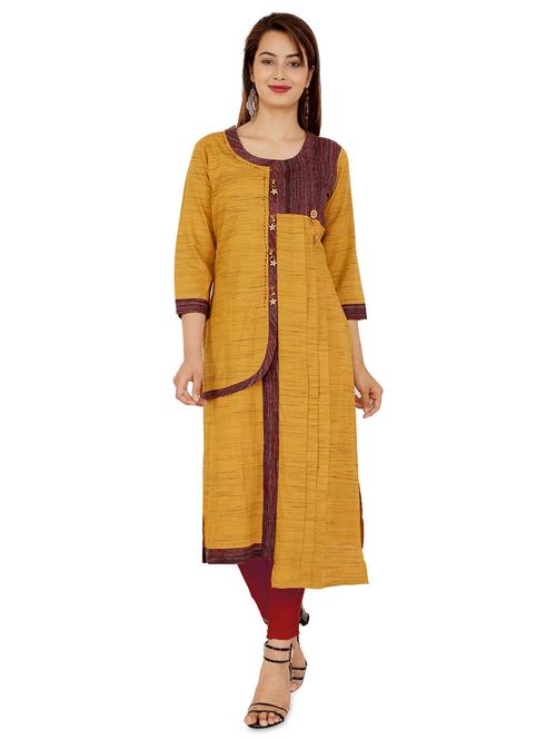 contrast straight kurta - 16313988 - Very Small Image - 1