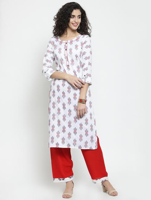 ikat printed kurta palazzo set - 16314083 - Very Small Image - 1
