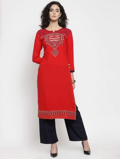 embroidered kurta palazzo set - 16314089 - Very Small Image - 1