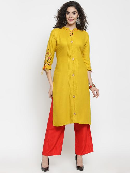embroidered kurta palazzo set - 16314094 - Very Small Image - 1
