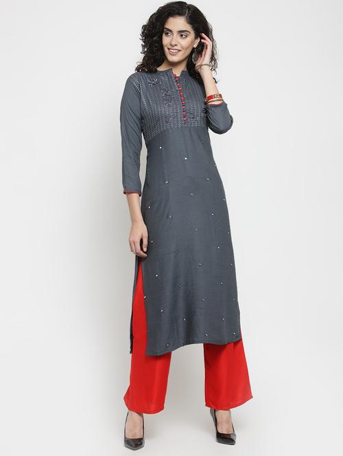 embroidered kurta palazzo set - 16314095 - Very Small Image - 1