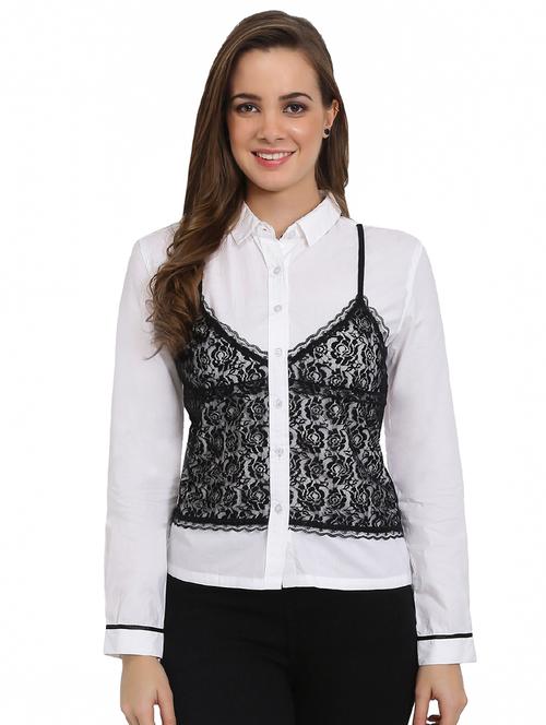 overlay mesh long sleeved shirt - 16314130 - Very Small Image - 1