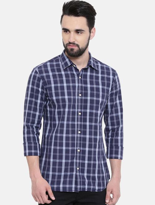 blue checkered casual shirt - 16314147 - Very Small Image - 1