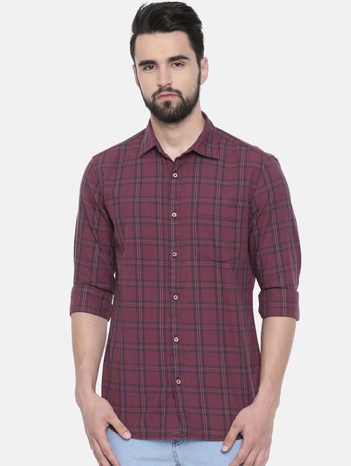purple checkered casual shirt - 16314149 - Very Small Image - 1