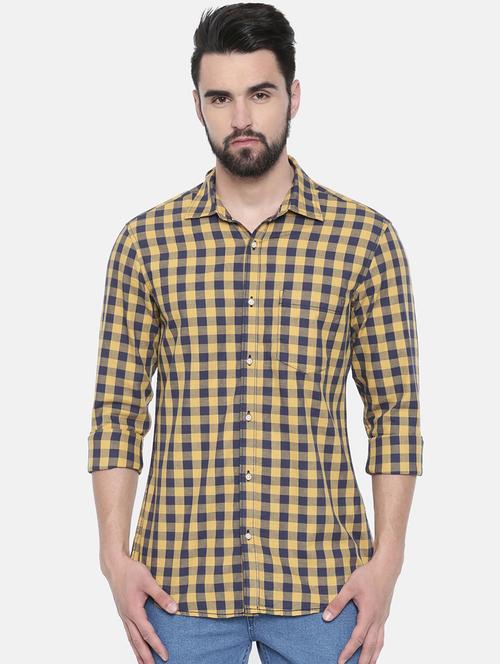 yellow checkered casual shirt - 16314150 - Very Small Image - 1