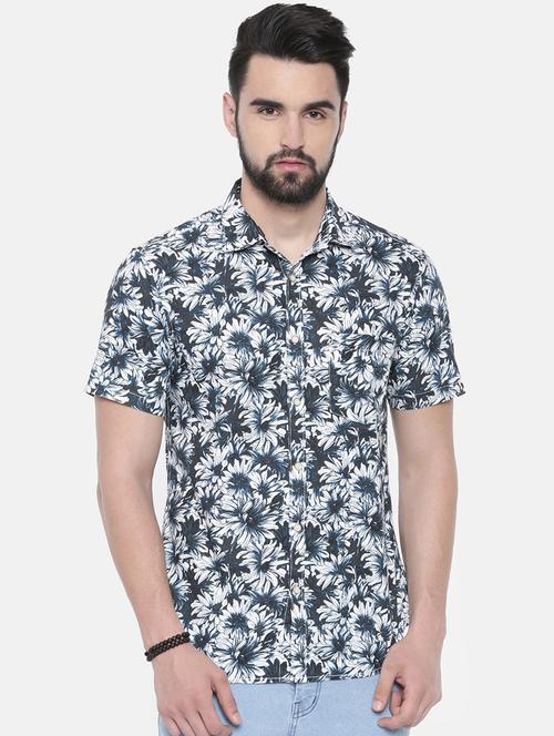 blue floral printed casual shirt - 16314161 - Very Small Image - 1