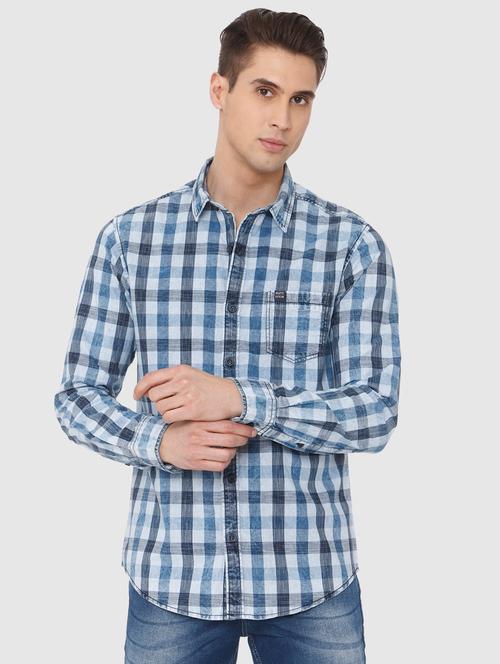 light blue checkered casual shirt - 16314215 - Very Small Image - 1