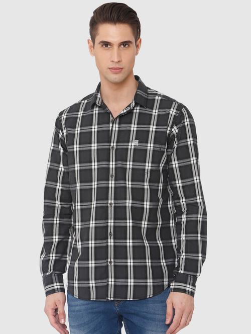 grey checkered casual shirt - 16314222 - Very Small Image - 1