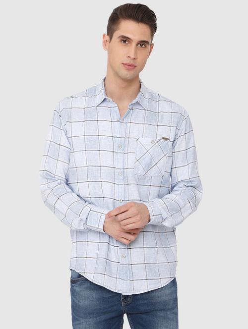 light blue checkered casual shirt - 16314228 - Very Small Image - 1