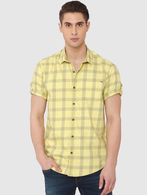 yellow checkered casual shirt - 16314235 - Very Small Image - 1