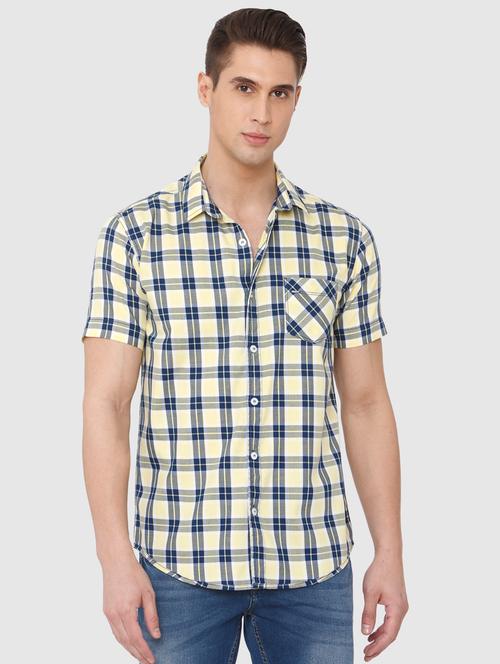 yellow checkered casual shirt - 16314237 - Very Small Image - 1