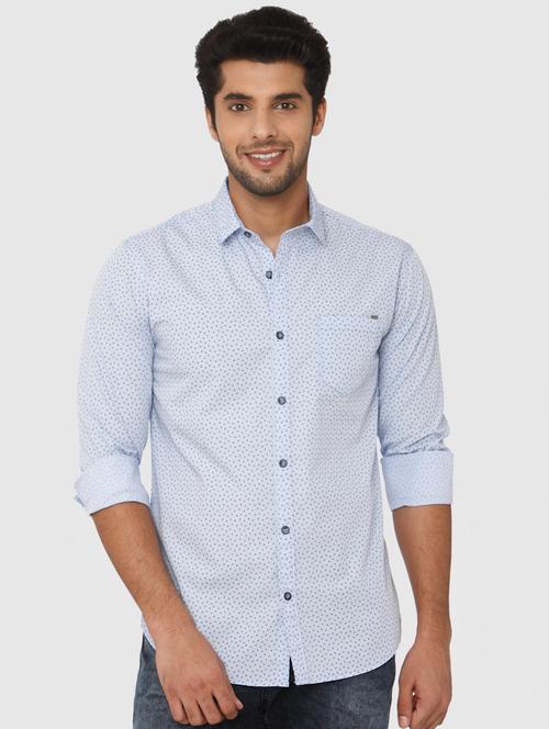 light blue printed casual shirt - 16314271 - Very Small Image - 1