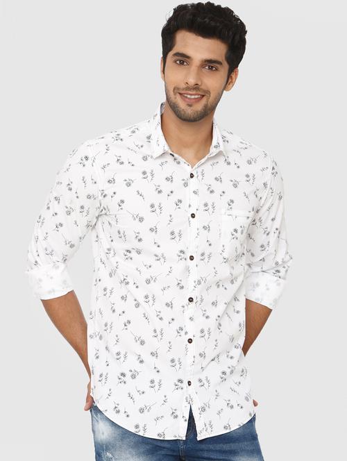 white floral printed casual shirt - 16314273 - Very Small Image - 1