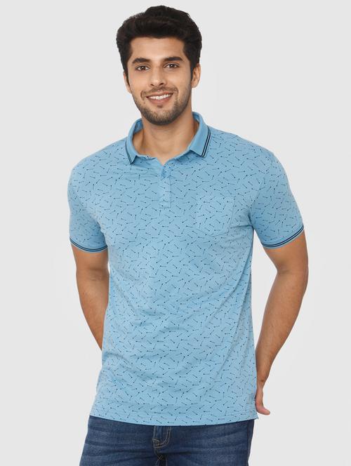 light blue printed polo t-shirt - 16314315 - Very Small Image - 1